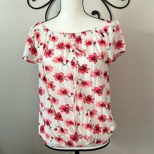 White & Pink Floral Top